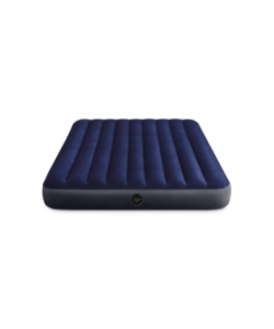 Materasso matrimoniale gonfiabile intex "airbed dura-beam standard classic downy" colore blu con pompa manuale e due cuscini, 152x203x25 cm